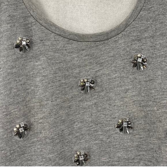 Anthropologie Lilka Embelllished Beaded Pullover Sweatshirt Scoop Neck Gray M - Picture 3 of 7